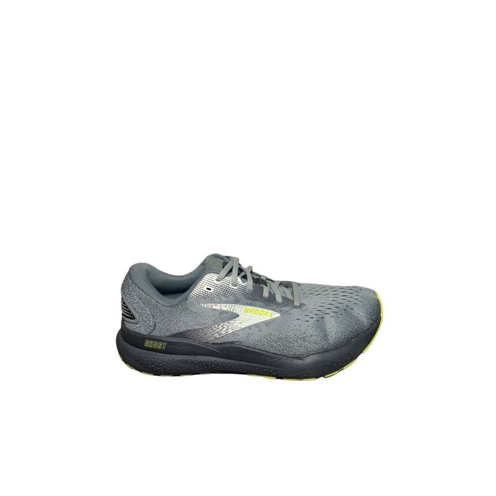 Brooks ghost Grey Running Shoe with Yellow Highlights size 9.5